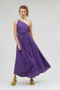 Suite 13 Damen Kleid Multi Long Onesize Cotton Linen violet
