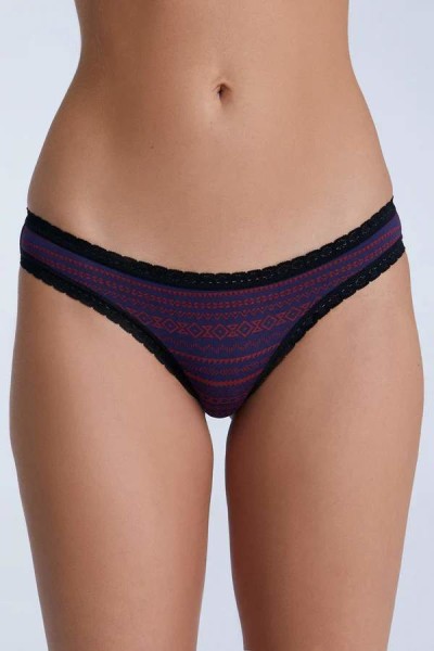 Albero Natur Damen Slip mit Spitze 1111-084 tibetrot/navy geometrisch
