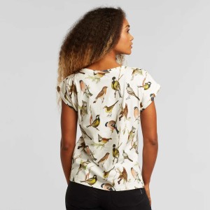 Dedicated Damen T-Shirt Visby Autumn Birds off-white
