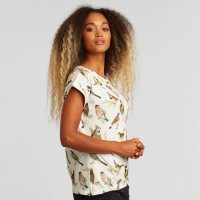 Dedicated Damen T-Shirt Visby Autumn Birds off-white