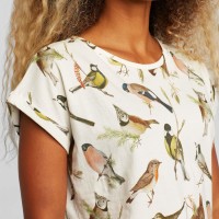 Dedicated Damen T-Shirt Visby Autumn Birds off-white