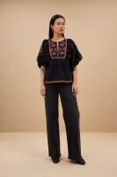 by bar Damen Bluse Gabie jet black