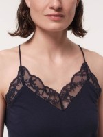 Lanius Damen Top GOTS mit Spitze atlantic