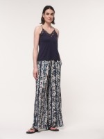 Lanius Damen Top GOTS mit Spitze atlantic