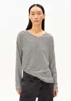 Armedangels Damen Longsleeve Xianaa Stripes black-oatmilk
