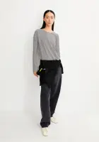 Armedangels Damen Longsleeve Xianaa Stripes black-oatmilk