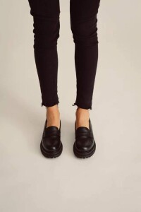 Jute Laune Damen Mokassins classic black