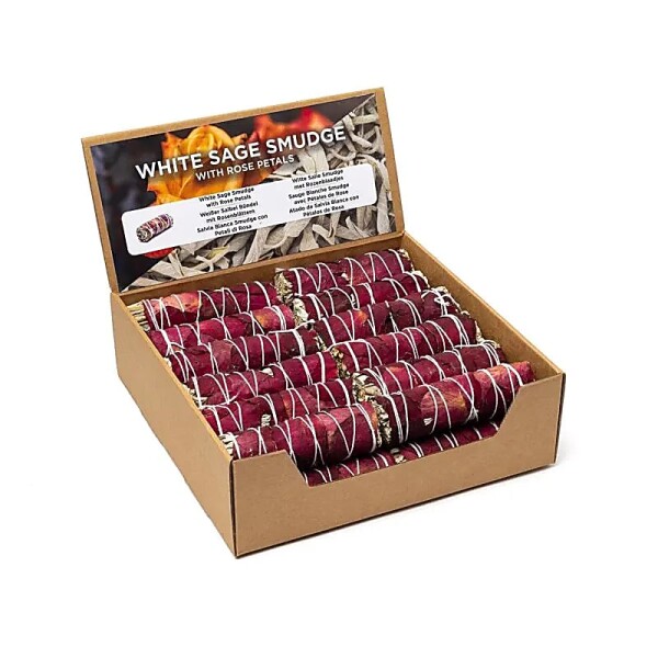 Phoenix Import Räucherbündel weisser Salbei Smudge mit Rosenblättern einzeln