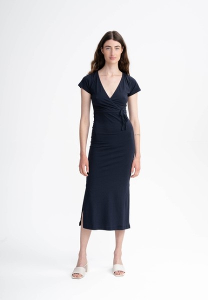 Mela Damen Kleid SHREOSHI V-Neck lang navy