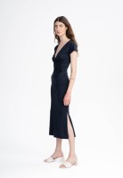 Mela Damen Kleid SHREOSHI V-Neck lang navy