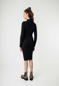 Mela Damen Kleid SHIVANI Rippstrickkleid schwarz