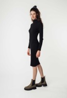 Mela Damen Kleid SHIVANI Rippstrickkleid schwarz