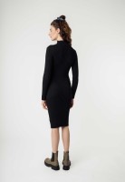 Mela Damen Kleid SHIVANI Rippstrickkleid schwarz