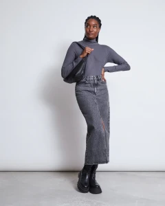 Jan´N June Damen Longsleeve LYOCELL Turtle Neck Mio dark grey