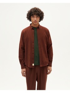 Thinking Mu Herren Hemd Ant Microcorduroy Coffee