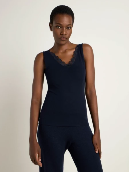 Lanius Damen Top mit Spitze GOTS midnight