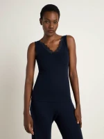 Lanius Damen Top mit Spitze GOTS midnight