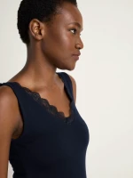 Lanius Damen Top mit Spitze GOTS midnight