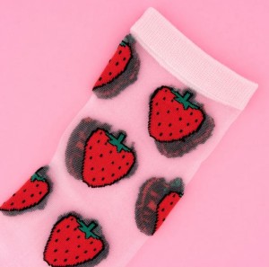 Coucou Suzette Unisex Socken transparent Erdbeere 36-40