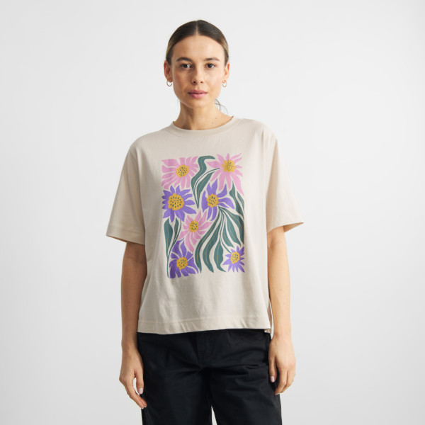 Dedicated Damen T-Shirt Vadstena Daisy Block oat white