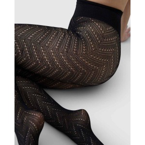 Swedish Stockings Damen Strumpfhose Ina Pointelle black Knit