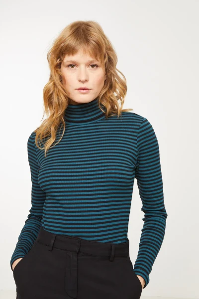 Recolution Damen Longsleeve Liatris Stripes lake blue