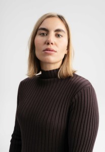 Mela Damen Kleid SHIVANI Rippstrickkleid dunkelbraun