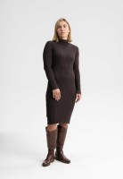 Mela Damen Kleid SHIVANI Rippstrickkleid dunkelbraun