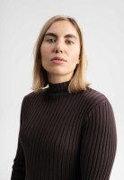 Mela Damen Kleid SHIVANI Rippstrickkleid dunkelbraun