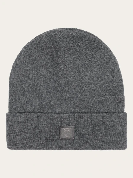 KnowledgeCotton UNISEX Mütze Beanie Original Wool 82206 Dark Grey Melange