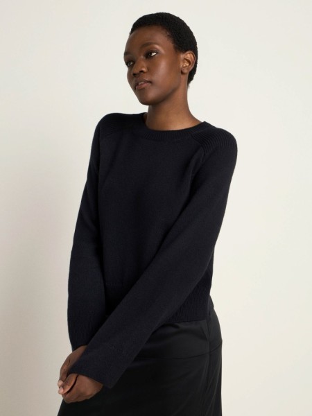 Lanius Damen Pullover Cropped GOTS black