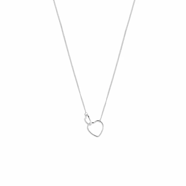 Juulry Damen Kette NJ-012 Herz Doppelt Silber
