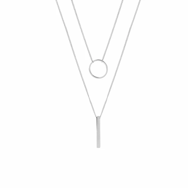 Juulry Damen Kette NJ-004S circle and rod double silver