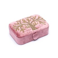 Phoenix Import Schmuck- / Tarotkästchen Samt rosa mit Lebensbaum
