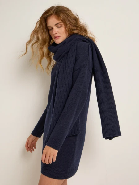 Lanius Damen Schal Grobstrickschal midnight melange