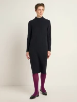 Lanius Damen Kleid Rippen-Strickkleid schwarz