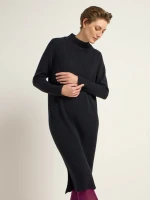 Lanius Damen Kleid Rippen-Strickkleid schwarz