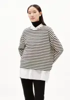 Armedangels Damen Pullover Frankaa Maarlen Stripe undyed-black