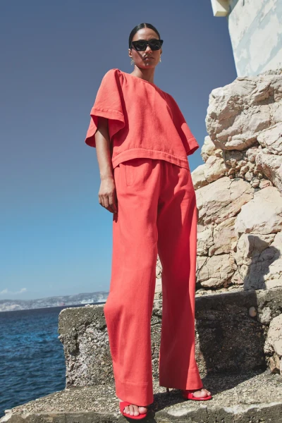 by bar Damen Hose Mees Twill poppy red