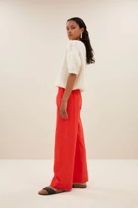 by bar Damen Hose Mees Twill poppy red