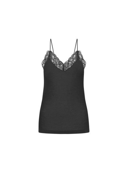 Lanius Damen Top Spitzentop aus Tencel™ black
