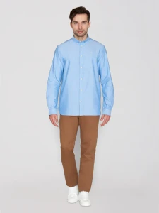 KnowledgeCotton Herren Hemd Harald Small Owl Oxford Blue Lapis