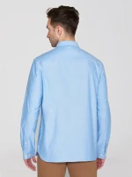 KnowledgeCotton Herren Hemd Harald Small Owl Oxford Blue Lapis