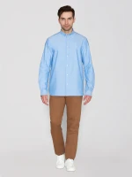 KnowledgeCotton Herren Hemd Harald Small Owl Oxford Blue Lapis