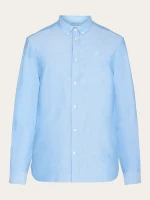 KnowledgeCotton Herren Hemd Harald Small Owl Oxford Blue Lapis