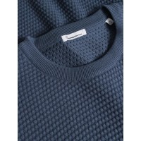 KnowledgeCotton Herren Pullover 1080067 VAGN regular bubble knit crew neck vintage indigo