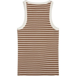 KnowledgeCotton Damen Top Striped racer rib top 2010017 dark brown stripe