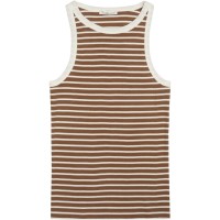 KnowledgeCotton Damen Top Striped racer rib top 2010017 dark brown stripe