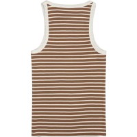 KnowledgeCotton Damen Top Striped racer rib top 2010017 dark brown stripe