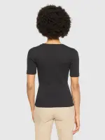 KnowledgeCotton Damen T-Shirt Rib T-Shirt 2010014 black jet